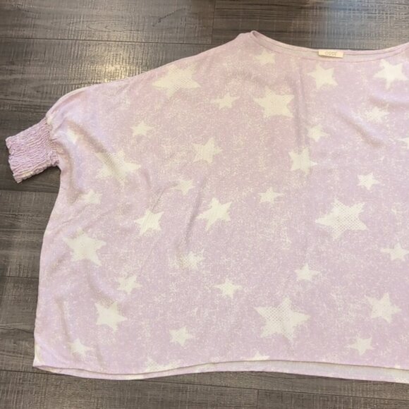 3/$20 ODDY Oversized Star Print Top Long Batwing Sleeve Smocked Cuff Asymmetric - Picture 10 of 13